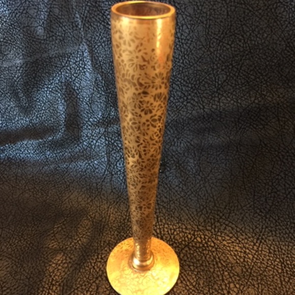 RansGil crystal vintage vase crystal w/gold overlay-flower pattern - Picture 1 of 3